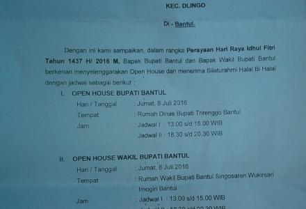 OPEN HOUS BUPATI DAN WAKIL BUPATI BANTUL HARI RAYA IDUL FITRI 1437 H